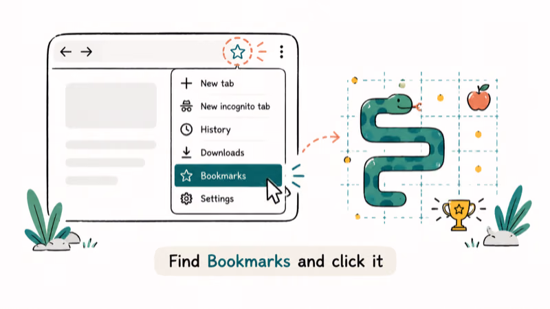 Hand-drawn illustration of Find Bookmarks and click it