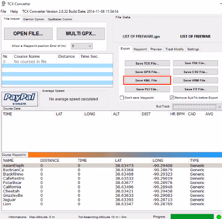 TCX Converter  GPX to KML Converter