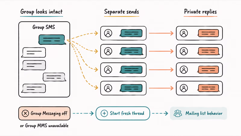 Group SMS splits replies into private one-to-one threads instead