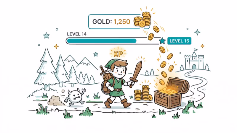 Game character earning money through gameplay with gold coins and progress