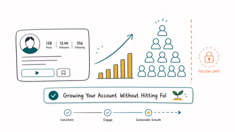 Hand-drawn illustration: Growing Your Account Without Hitting Follow Limits