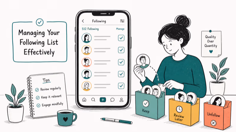 Hand-drawn illustration: Managing Your Following List Effectively