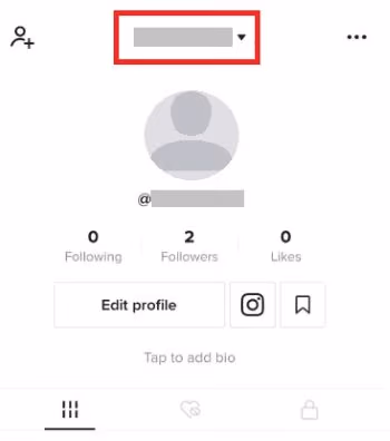 Tap the TikTok username dropdown