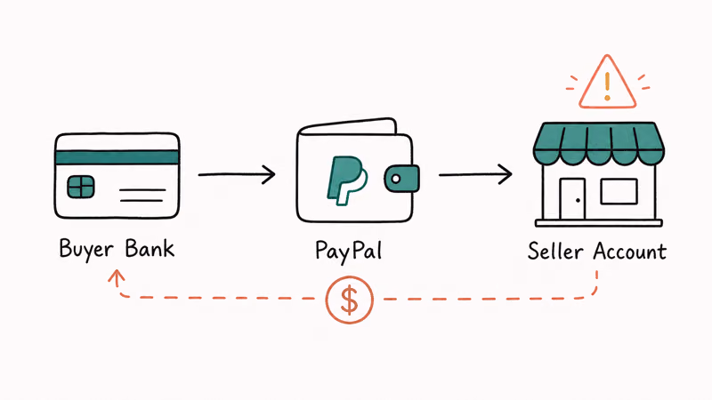 Money flowing from a seller PayPal account back to a buyer bank during a chargeback
