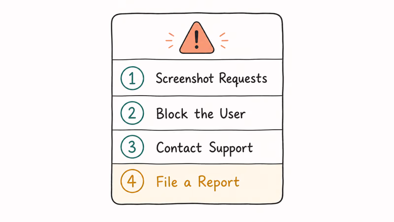 Ordered checklist for documenting and reporting PayPal harassment before blocking
