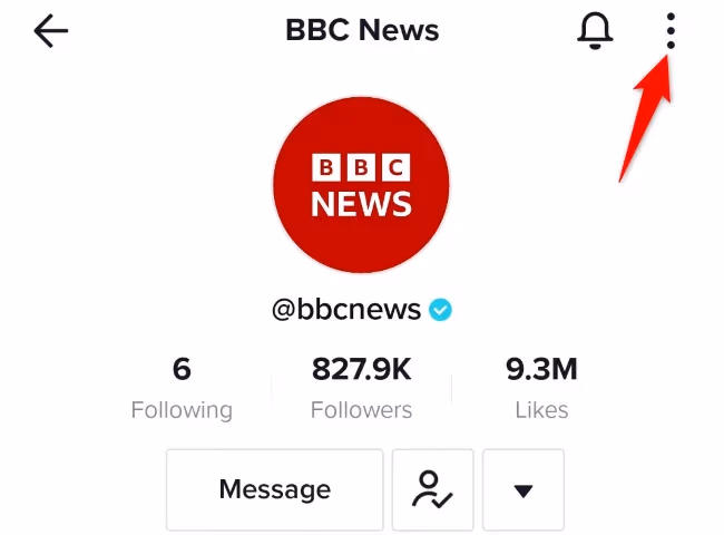 Tap the three-dot menu On Tiktok