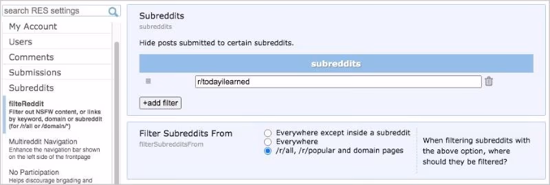 Go to the filteReddit section