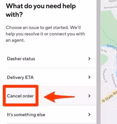 Cancel Order on DoorDash