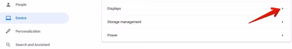 Displays Settings on Chromebook