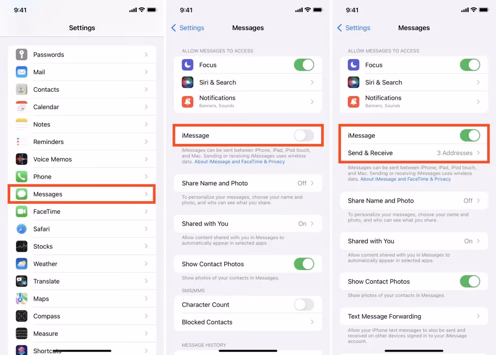 Enable Imessage In Settings