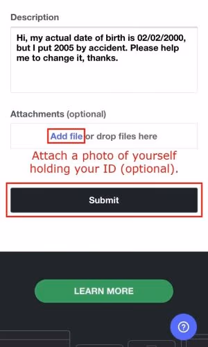 Take a Picture of Yourself While Holding the ID and Submit It