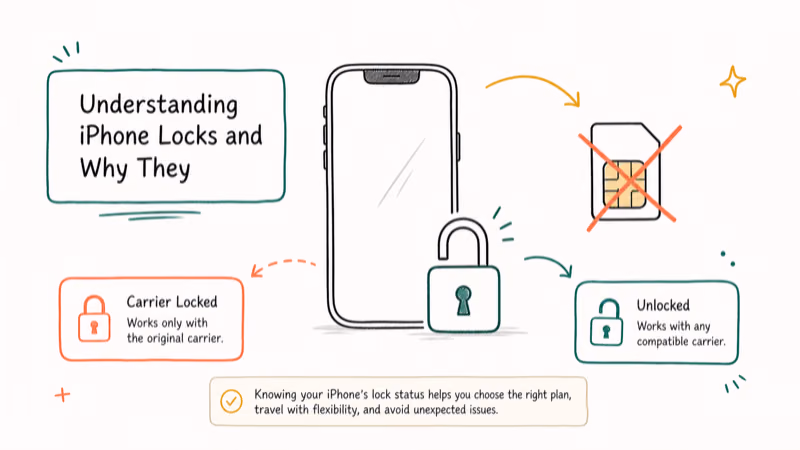 Hand-drawn illustration: Understanding iPhone Locks and Why They Matter
