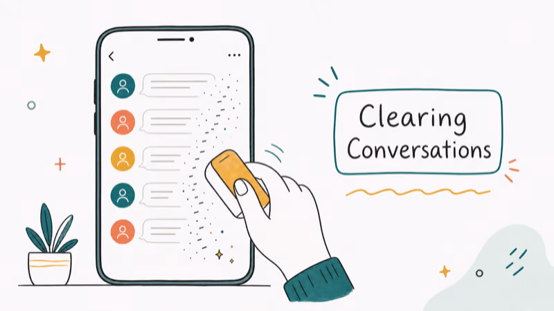 Hand-drawn illustration: Clearing Conversations