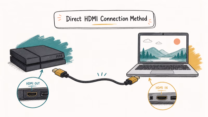 Hand-drawn illustration: Direct HDMI Connection Method