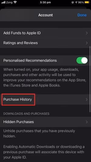 Purchase History