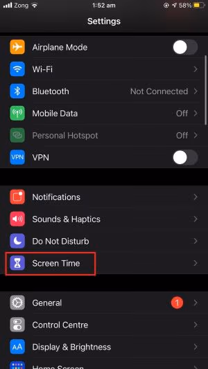 Screen Time Settings