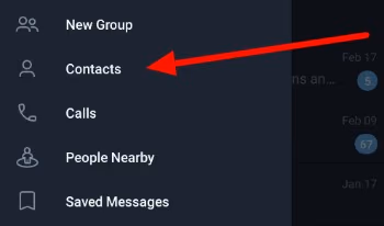 Find the contacts of that user
