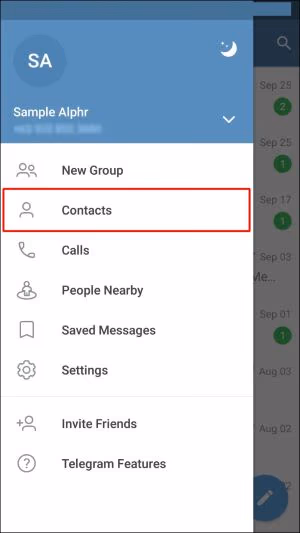 Tap on the Contacts option