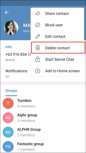Press Delete Contacts