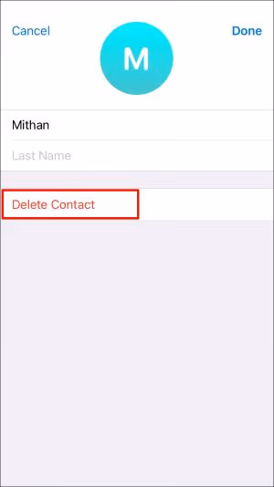 Delete Contact button