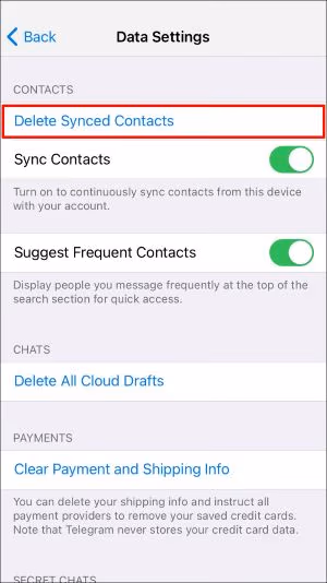 Change the Delete Synced Contacts 