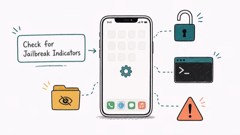 Hand-drawn illustration: Check for Jailbreak Indicators