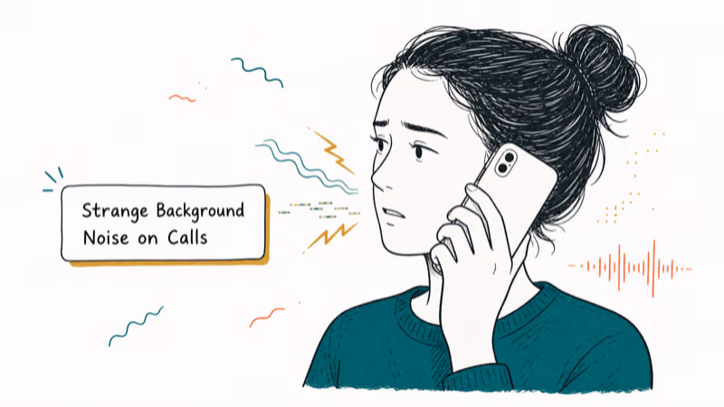 Hand-drawn illustration: Strange Background Noise on Calls