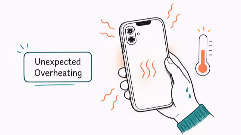 Hand-drawn illustration: Unexpected Overheating