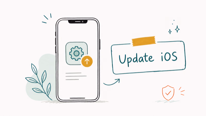 Hand-drawn illustration: Update iOS