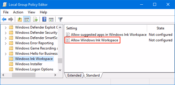 How to disable Windows Ink using Group Policy