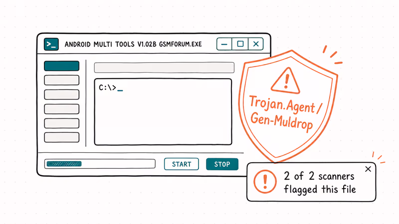 Antivirus alert flagging Android Multi Tools as Trojan.Agent on Windows