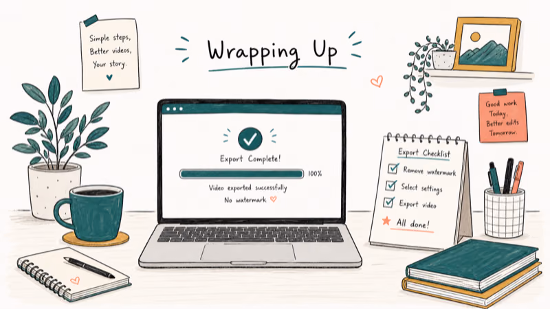 Hand-drawn illustration: Wrapping Up