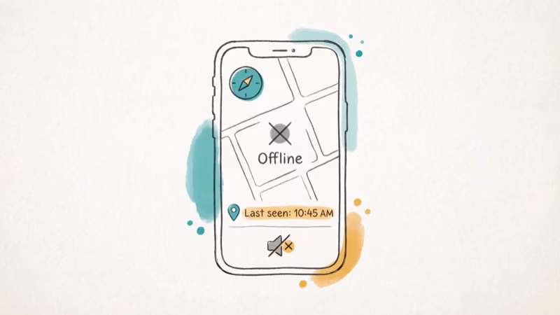 Find My app showing offline AirPods with gray dot and last known location timestamp