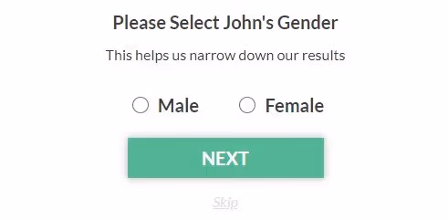 Select Gender on TruthFinder