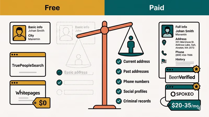Free versus paid people search services comparison with features and pricing