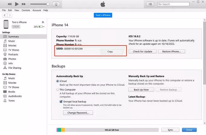 Use iTunes to Get UDID 