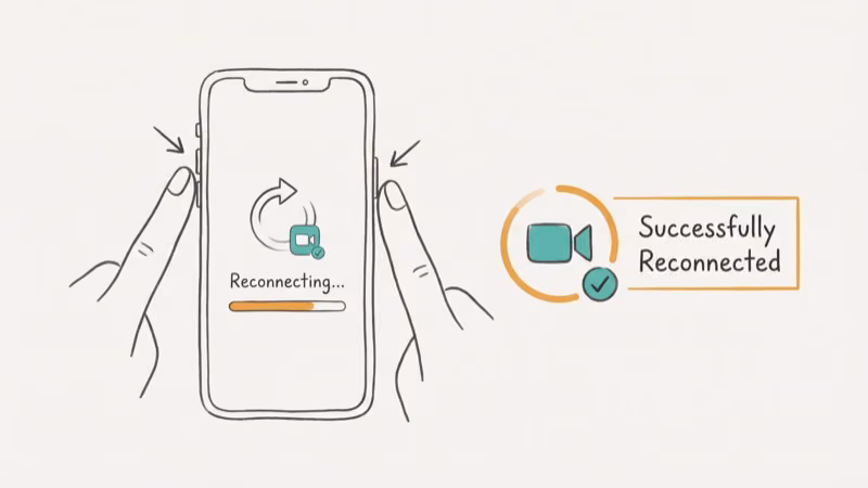 iPhone being force restarted with FaceTime camera icon reconnecting successfully