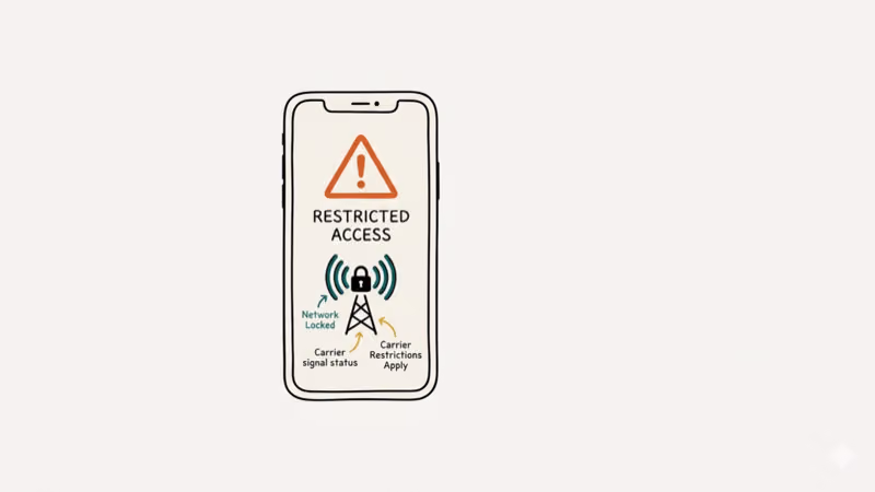 Android phone showing restricted access warning with network tower and lock icon