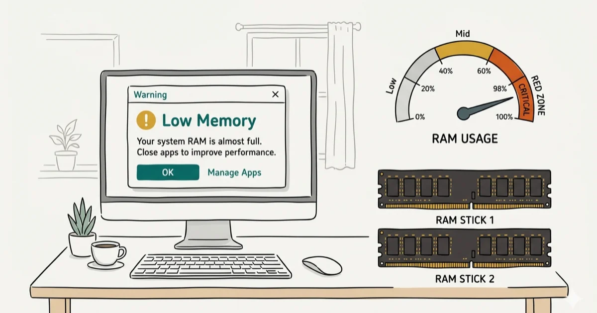 Fix 'Your Computer Is Low on Memory' on Windows (2026) cover image