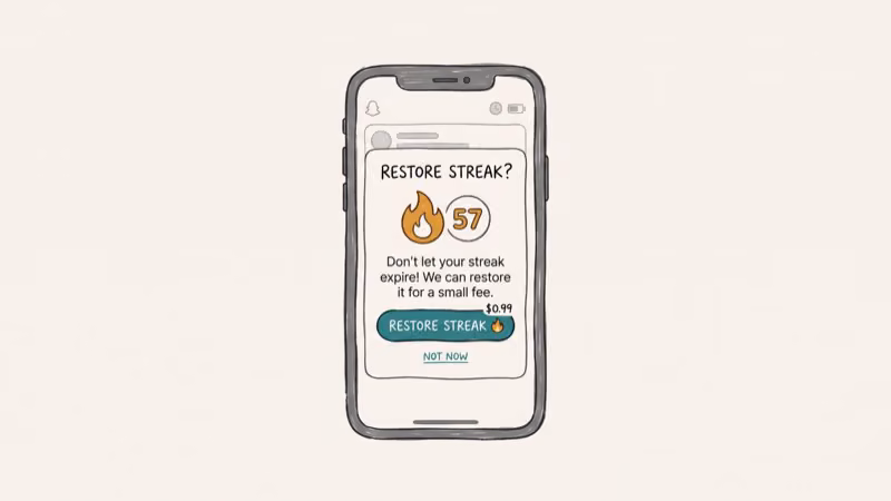 Snapchat streak restore badge notification appearing next to friend chat in the app