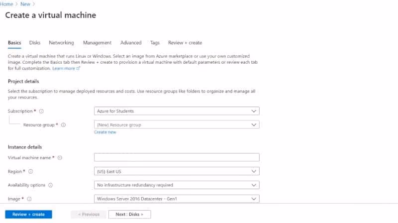 Create Virtual Machine on Azure