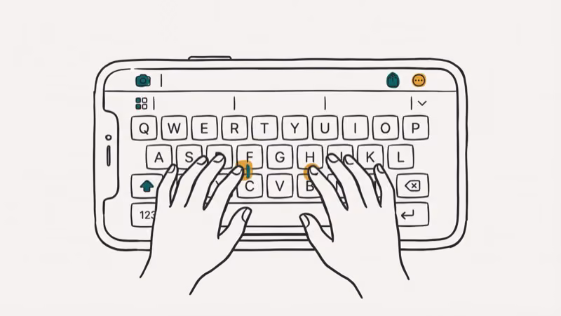 iPhone in landscape orientation showing wider keyboard layout for easier typing
