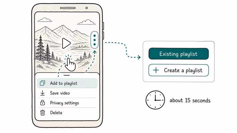 Phone showing three-dot menu with Add to playlist option highlighted on a TikTok video
