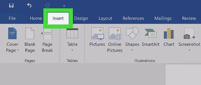 Insert Menu in Word