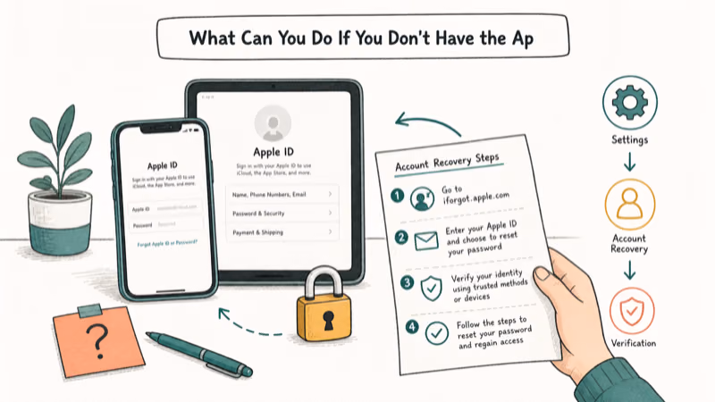 Hand-drawn illustration: What Can You Do If You Don't Have the Apple ID Password?
