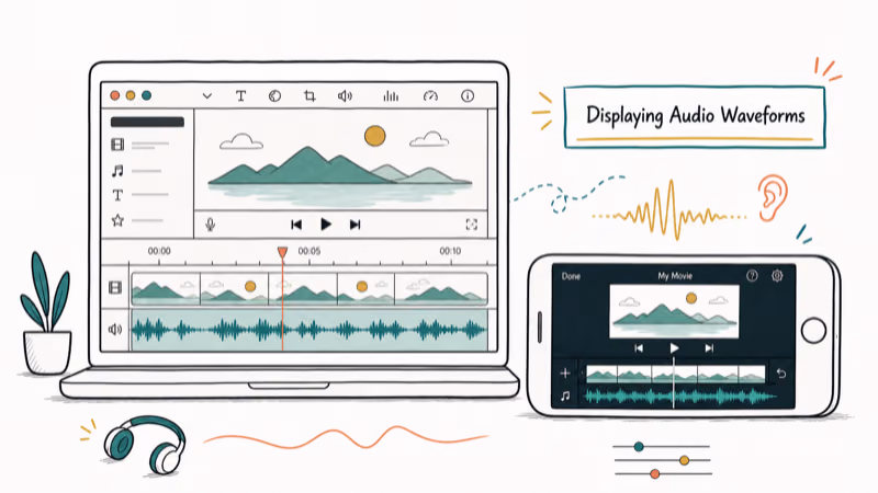 Hand-drawn illustration: Displaying Audio Waveforms