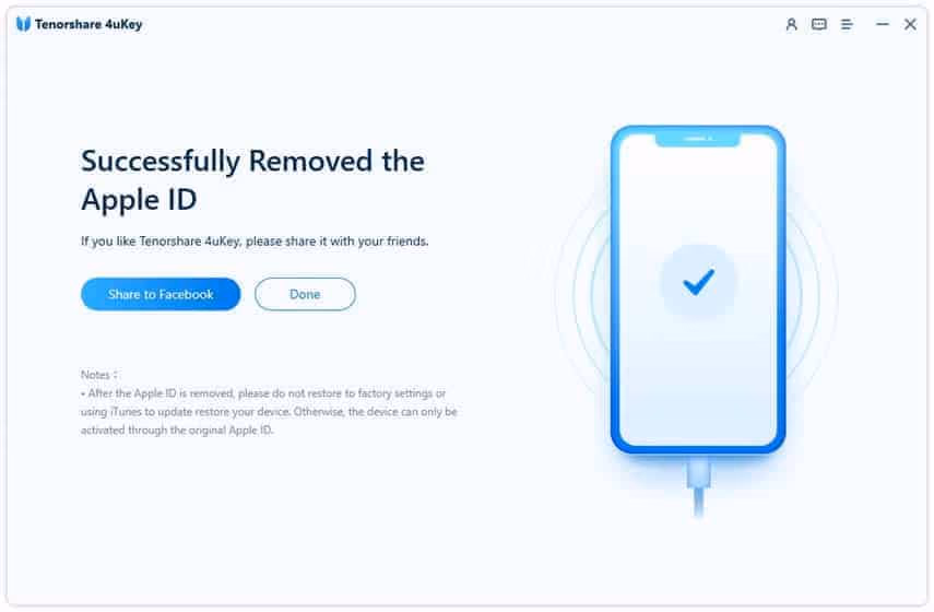 Successfully removed Apple ID