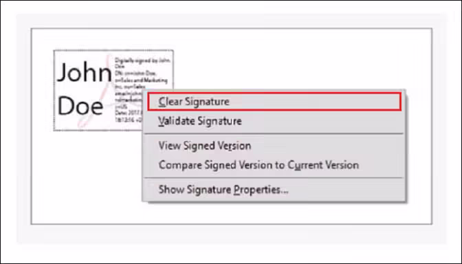 Clear Signature Using Adobe Acrobat