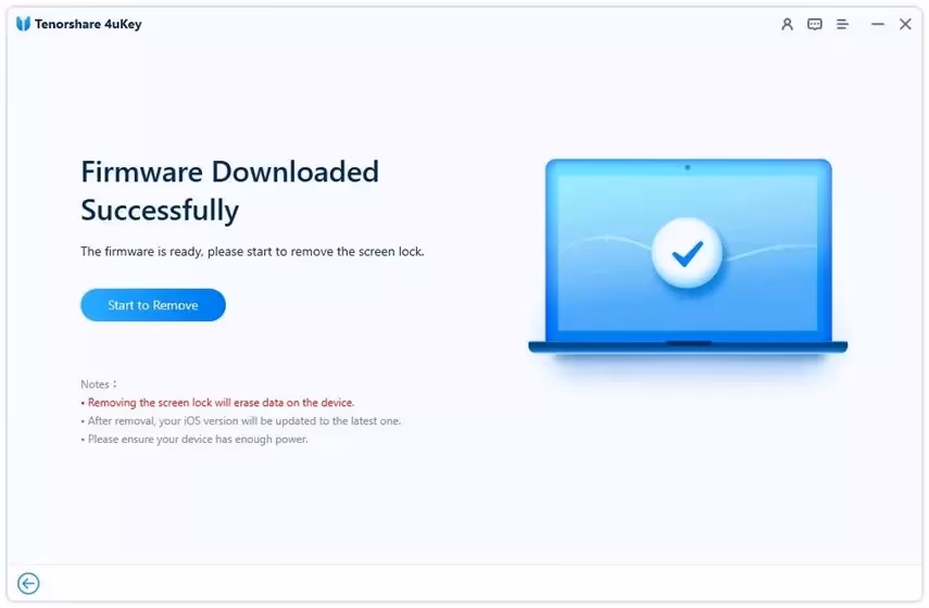 Tenorshare 4uKey - Start to Remove