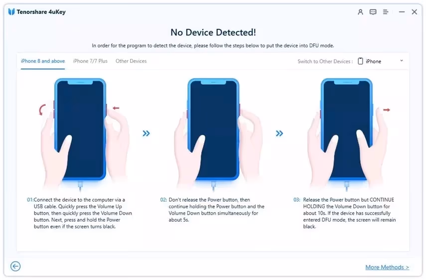 Tenorshare 4uKey - Enter DFU Mode